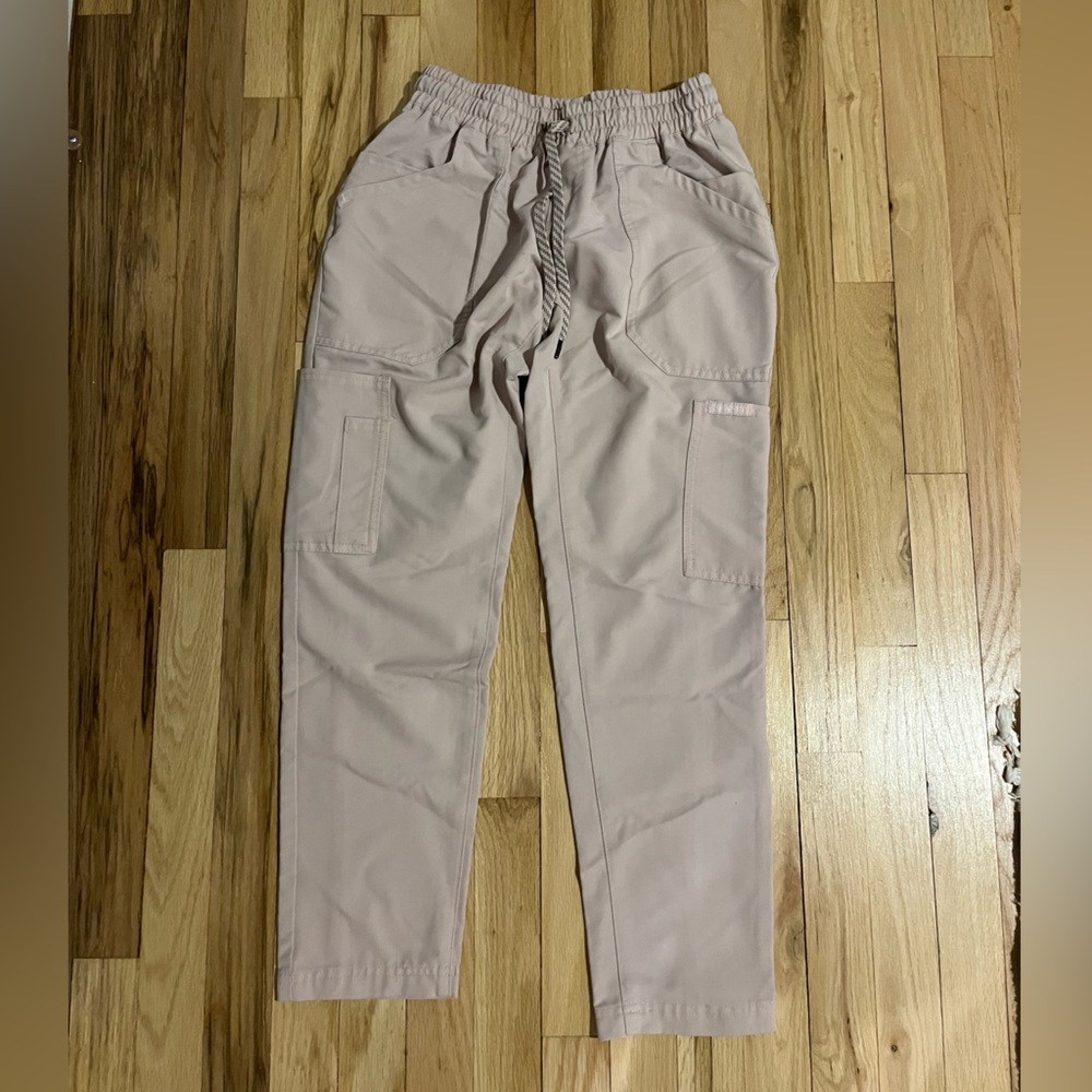 jaanuu blush pink straight leg scrub pants